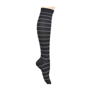 Knee High Socks With Thin Stripes In Black Size S/M